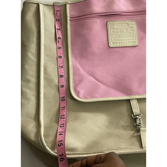 Coach Womens Tote Bag White Pink Color Block Beach Zip Pockets Dual Handle Bag - Picture 10 of 12